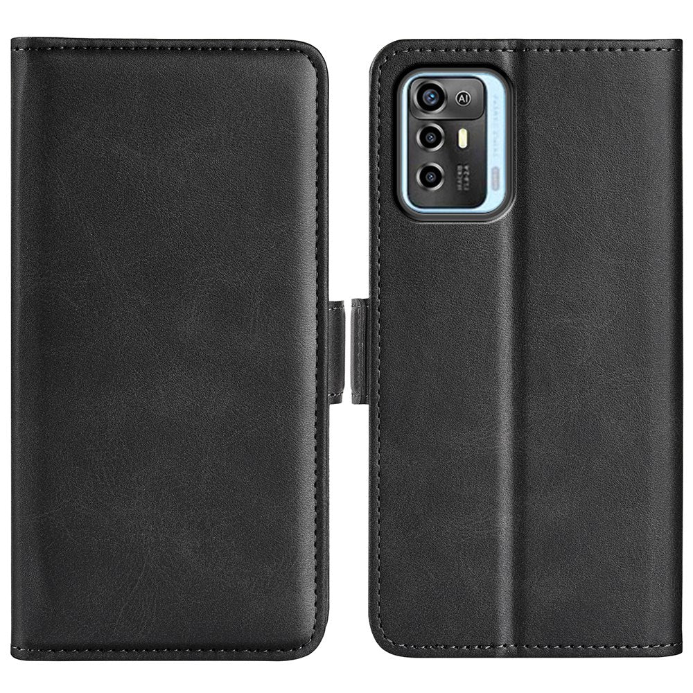 For ZTE Blade A72 5G Textured PU Leather Case Dual Magnetic Stand Wallet Shockproof Phone Cover