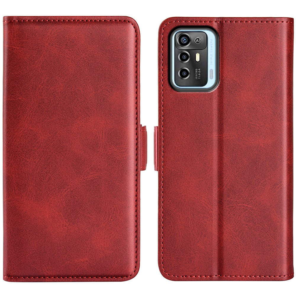 For ZTE Blade A72 5G Textured PU Leather Case Dual Magnetic Stand Wallet Shockproof Phone Cover