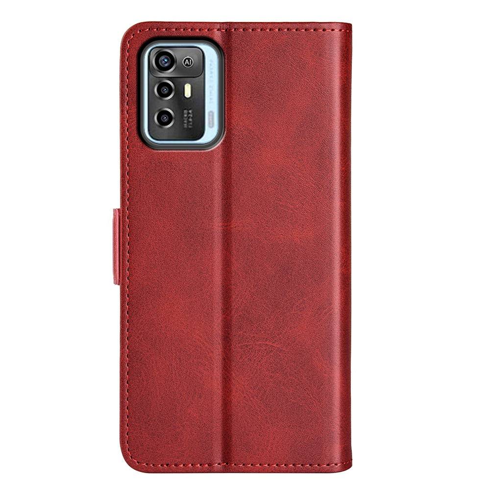 For ZTE Blade A72 5G Textured PU Leather Case Dual Magnetic Stand Wallet Shockproof Phone Cover