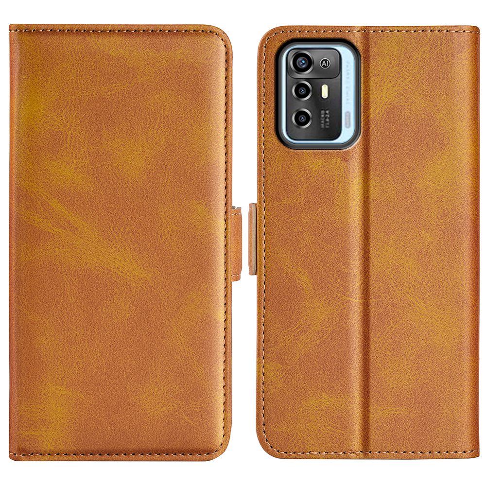 For ZTE Blade A72 5G Textured PU Leather Case Dual Magnetic Stand Wallet Shockproof Phone Cover