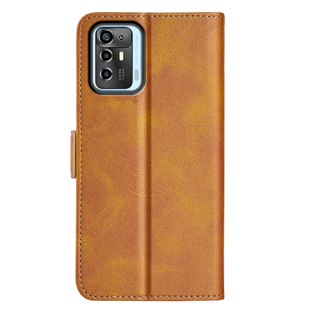 For ZTE Blade A72 5G Textured PU Leather Case Dual Magnetic Stand Wallet Shockproof Phone Cover