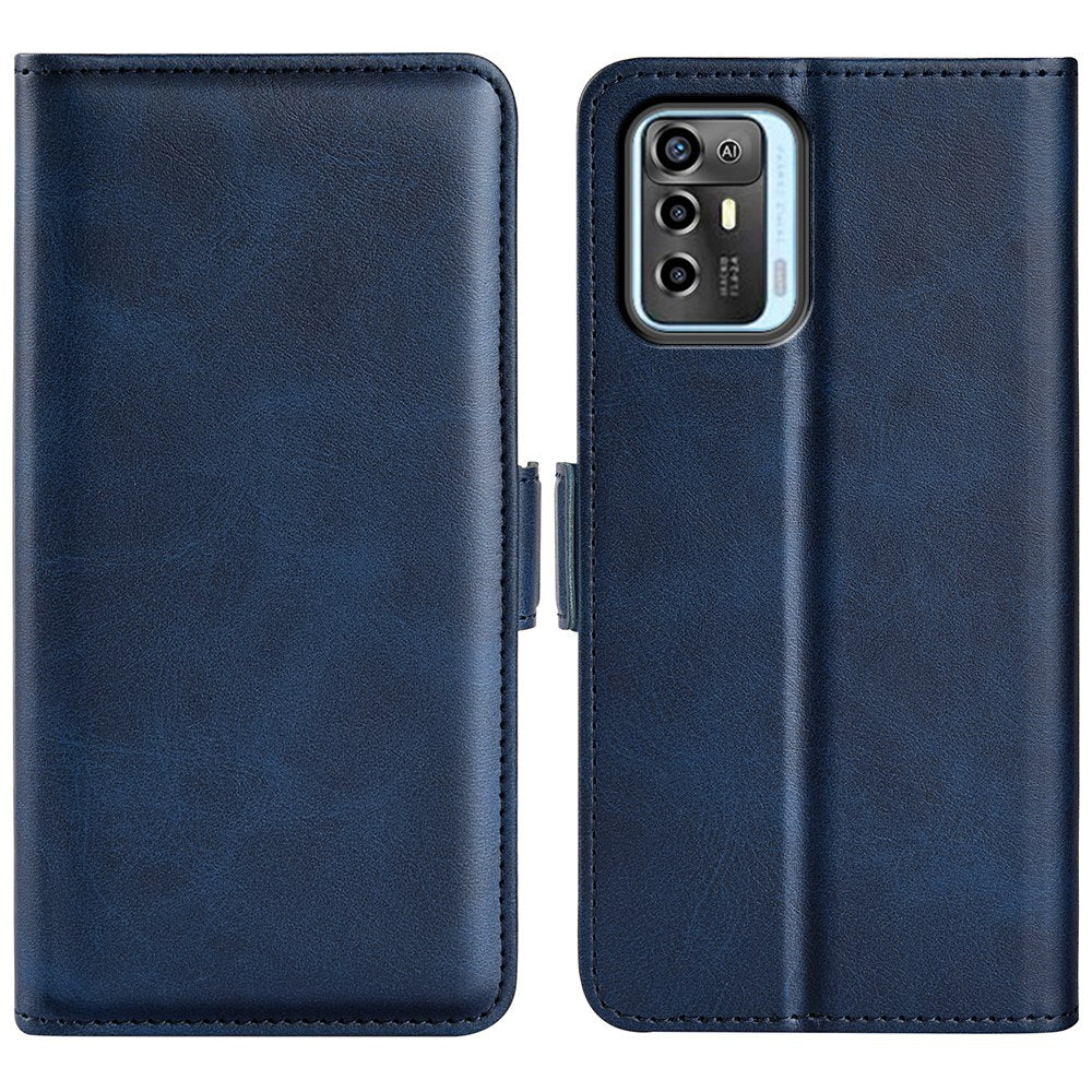 For ZTE Blade A72 5G Textured PU Leather Case Dual Magnetic Stand Wallet Shockproof Phone Cover