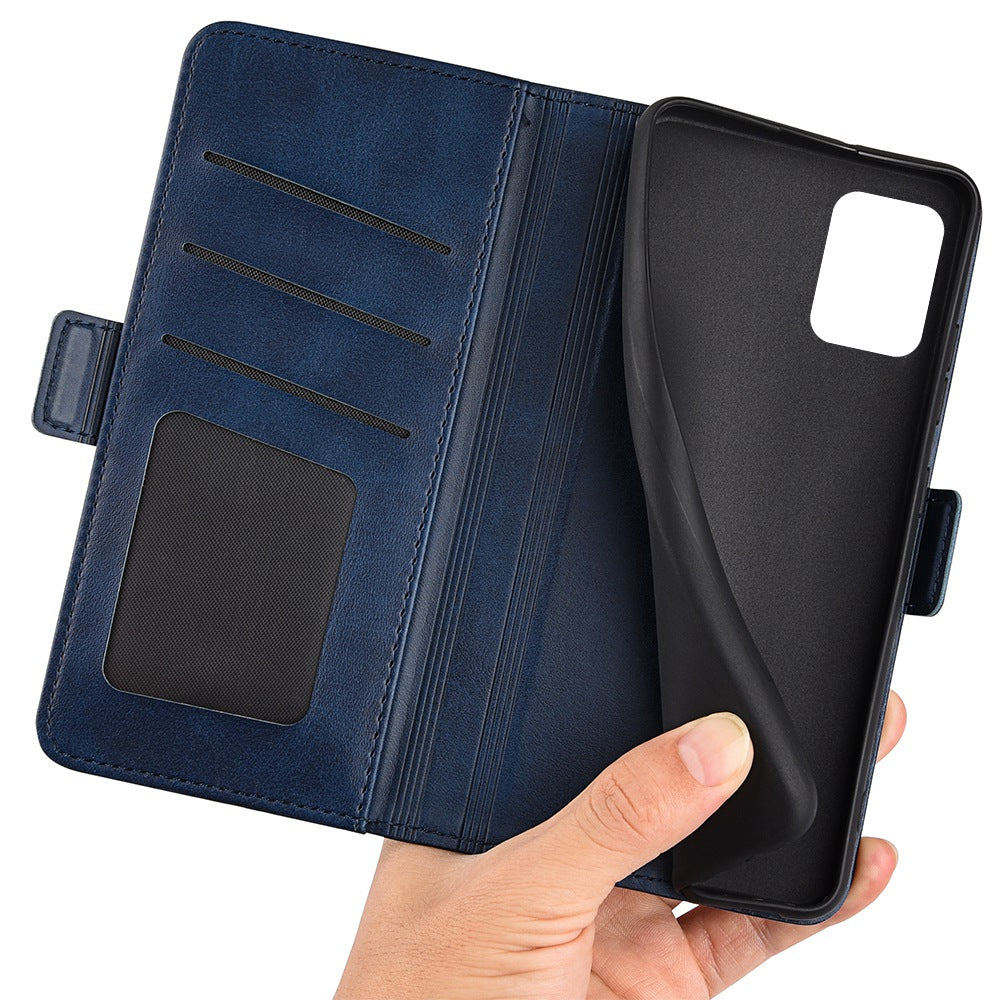 For ZTE Blade A72 5G Textured PU Leather Case Dual Magnetic Stand Wallet Shockproof Phone Cover