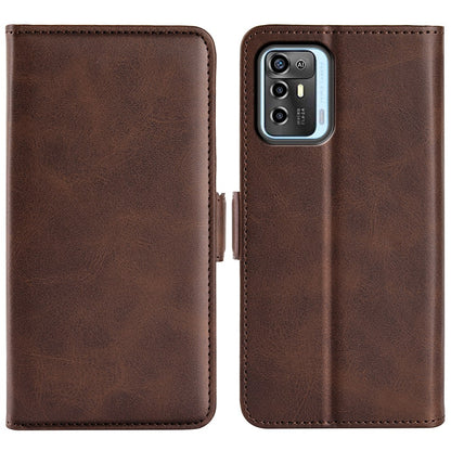 For ZTE Blade A72 5G Textured PU Leather Case Dual Magnetic Stand Wallet Shockproof Phone Cover