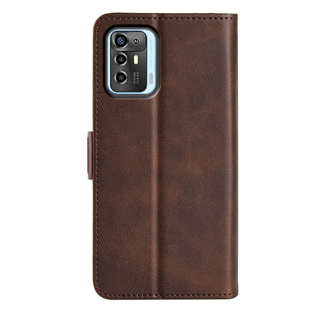 For ZTE Blade A72 5G Textured PU Leather Case Dual Magnetic Stand Wallet Shockproof Phone Cover