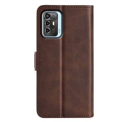 For ZTE Blade A72 5G Textured PU Leather Case Dual Magnetic Stand Wallet Shockproof Phone Cover