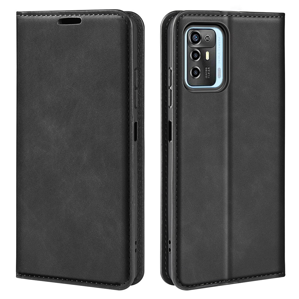 For ZTE Blade A72 5G Skin-touch Feeling Stand Wallet Protective Case PU Leather Magnetic Auto Closing Phone Cover