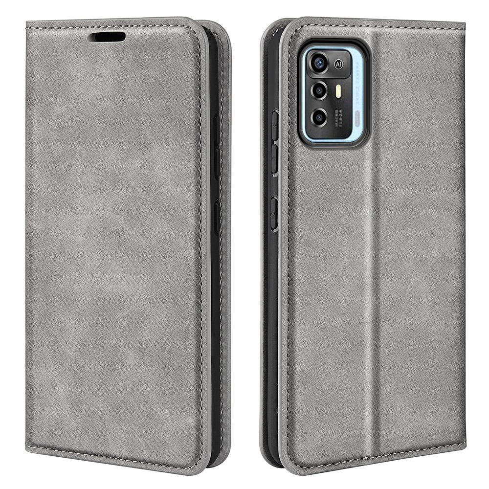 For ZTE Blade A72 5G Skin-touch Feeling Stand Wallet Protective Case PU Leather Magnetic Auto Closing Phone Cover