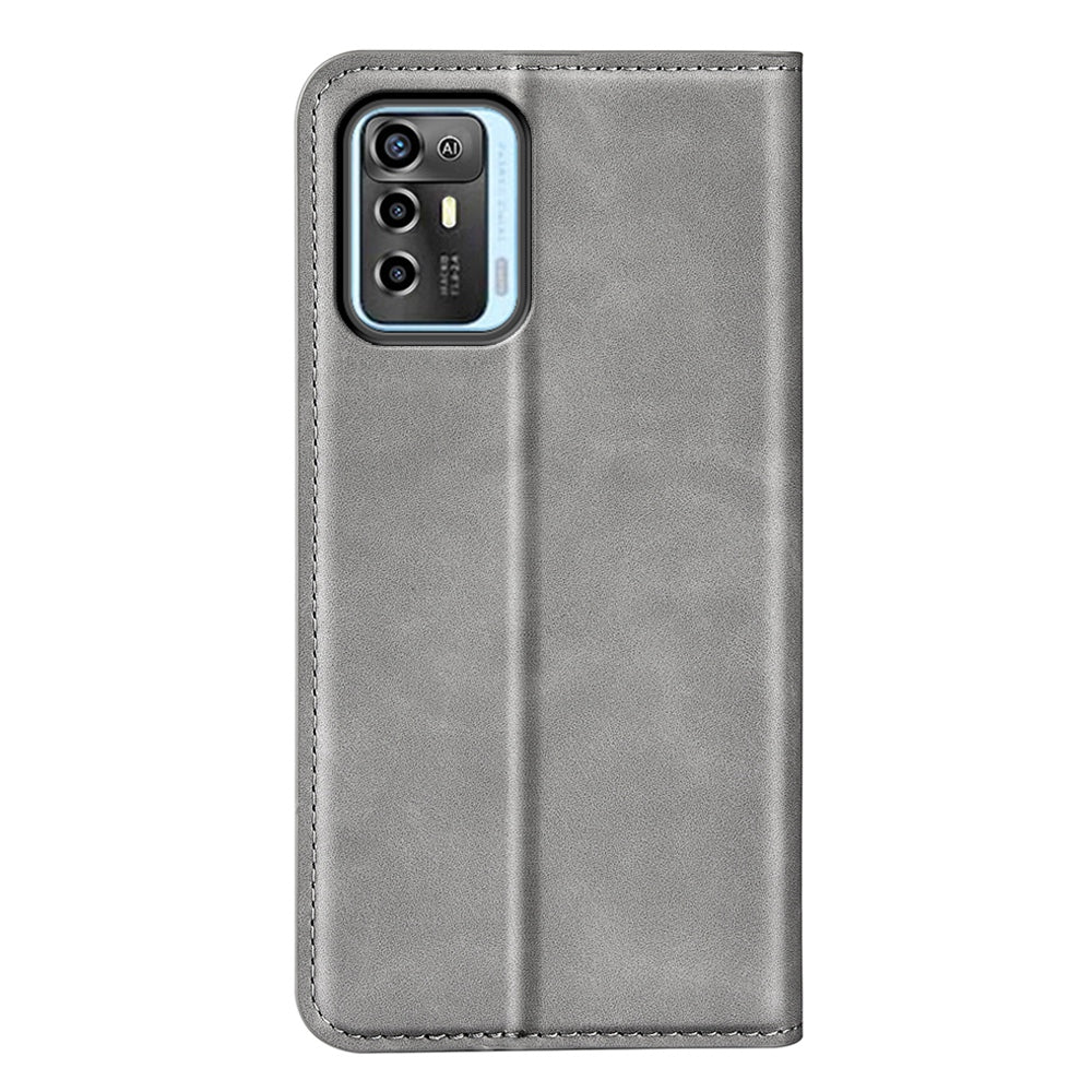 For ZTE Blade A72 5G Skin-touch Feeling Stand Wallet Protective Case PU Leather Magnetic Auto Closing Phone Cover