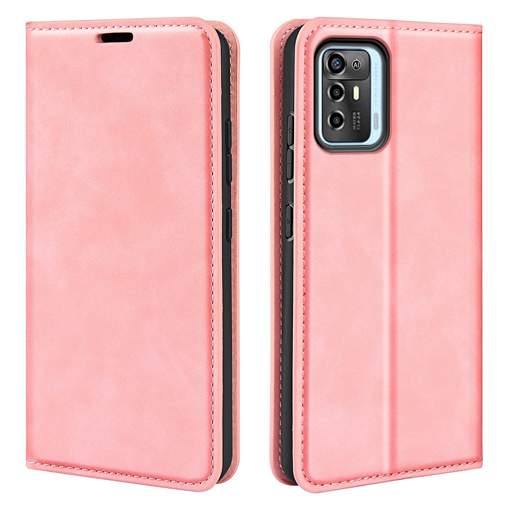 For ZTE Blade A72 5G Skin-touch Feeling Stand Wallet Protective Case PU Leather Magnetic Auto Closing Phone Cover