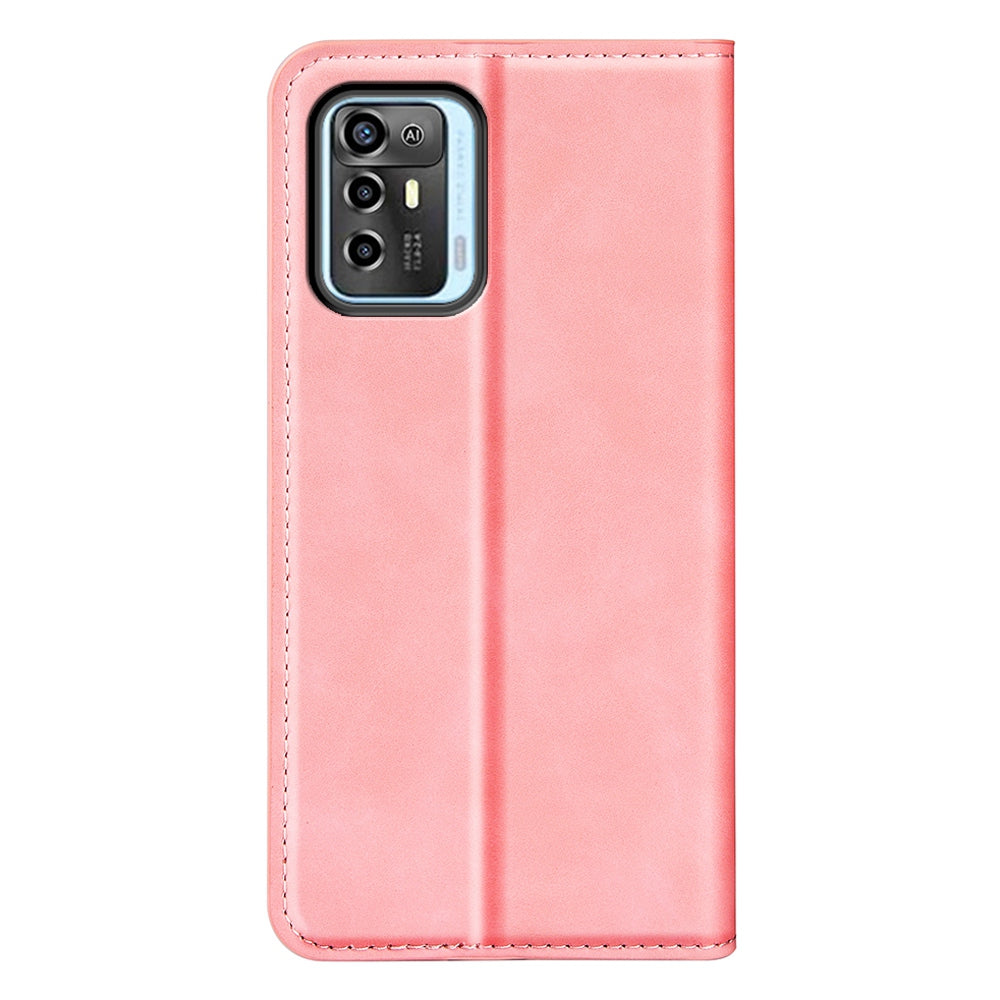 For ZTE Blade A72 5G Skin-touch Feeling Stand Wallet Protective Case PU Leather Magnetic Auto Closing Phone Cover