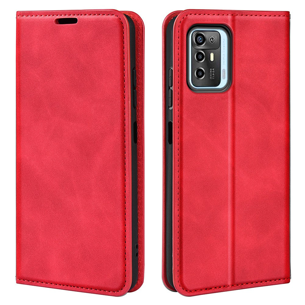 For ZTE Blade A72 5G Skin-touch Feeling Stand Wallet Protective Case PU Leather Magnetic Auto Closing Phone Cover