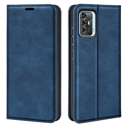 For ZTE Blade A72 5G Skin-touch Feeling Stand Wallet Protective Case PU Leather Magnetic Auto Closing Phone Cover