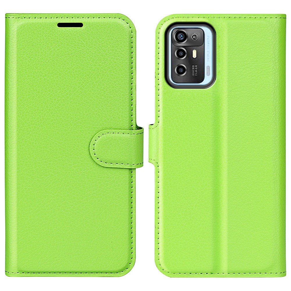 For ZTE Blade A72 5G Anti-drop Folio Flip Phone Case Litchi Texture PU Leather Wallet Stand Scratch-resistant Protective Cover