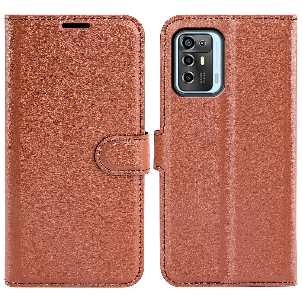 For ZTE Blade A72 5G Anti-drop Folio Flip Phone Case Litchi Texture PU Leather Wallet Stand Scratch-resistant Protective Cover