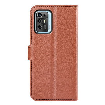 For ZTE Blade A72 5G Anti-drop Folio Flip Phone Case Litchi Texture PU Leather Wallet Stand Scratch-resistant Protective Cover