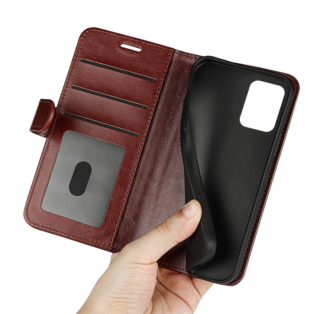 Crazy Horse Texture Phone Case for ZTE Blade A72 5G, PU Leather Foldable Stand Anti-scratch Phone Flip Wallet Cover