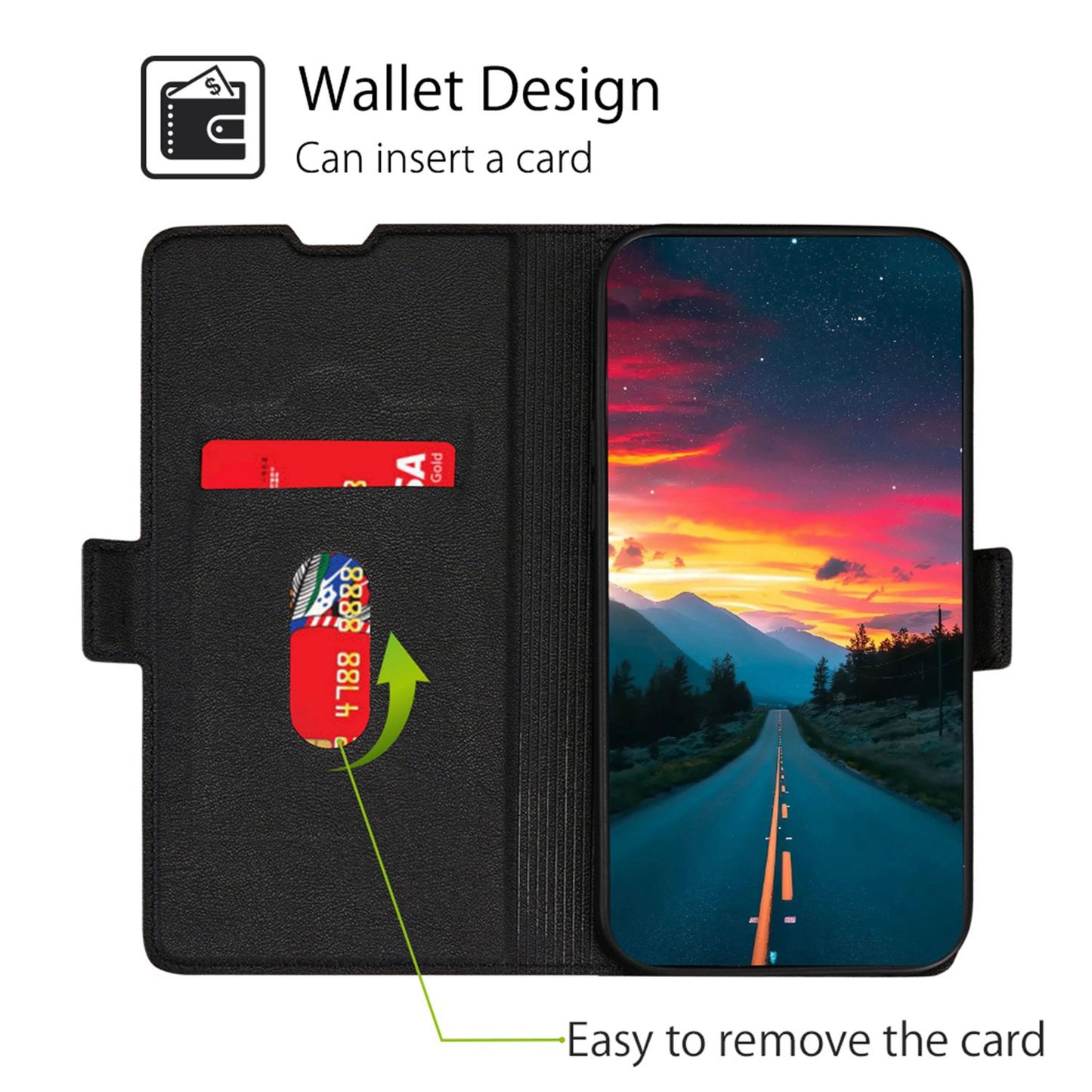 For ZTE Blade A72 5G Card Slots PU Leather Case Flip Folio Stand Magnetic Clasp Protective Phone Cover