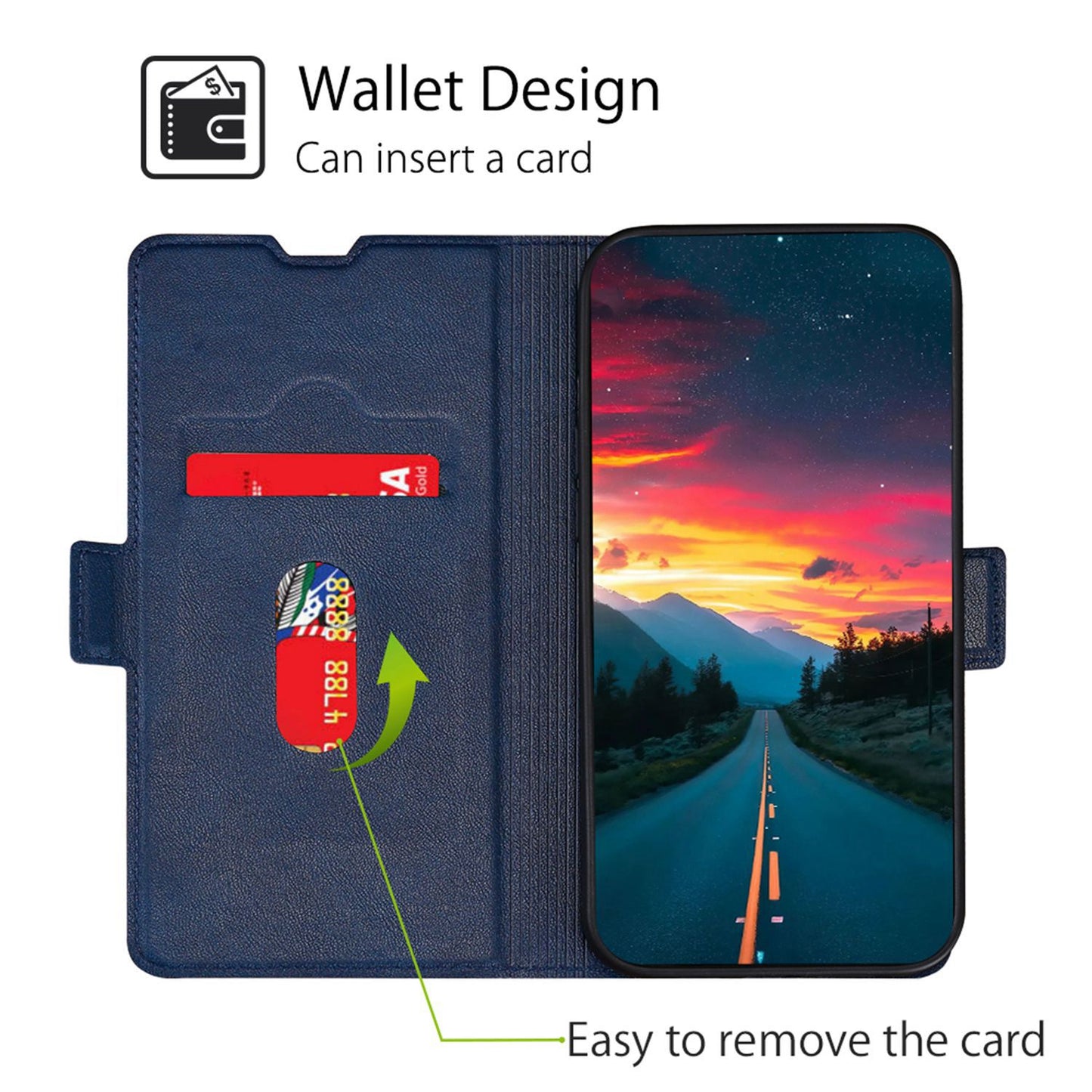 For ZTE Blade A72 5G Card Slots PU Leather Case Flip Folio Stand Magnetic Clasp Protective Phone Cover