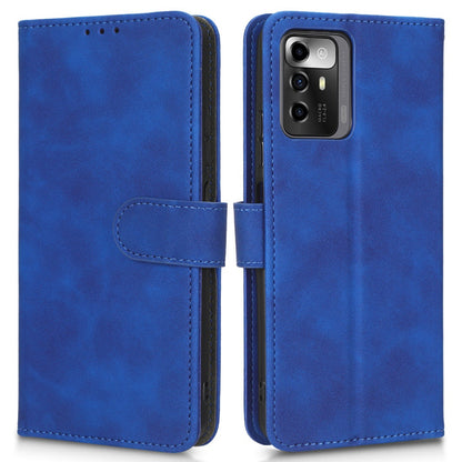 For ZTE Blade A72 5G Skin-touch Feeling PU Leather Flip Case Magnetic Closure Stand Shockproof TPU Inner Shell Wallet Cover with Strap