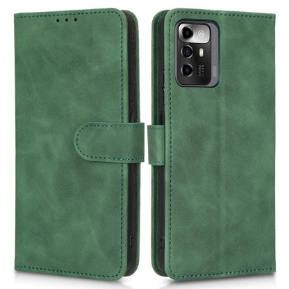 For ZTE Blade A72 5G Skin-touch Feeling PU Leather Flip Case Magnetic Closure Stand Shockproof TPU Inner Shell Wallet Cover with Strap