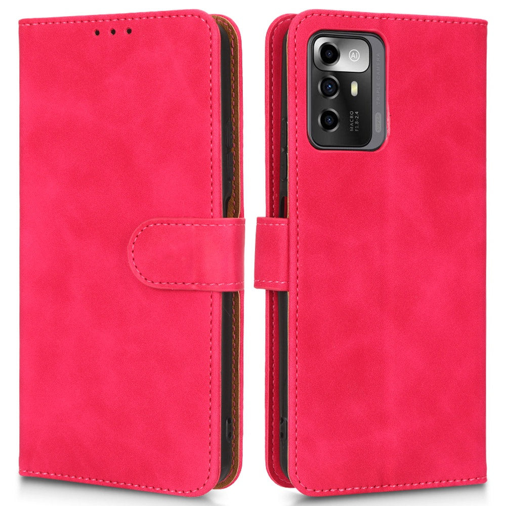 For ZTE Blade A72 5G Skin-touch Feeling PU Leather Flip Case Magnetic Closure Stand Shockproof TPU Inner Shell Wallet Cover with Strap