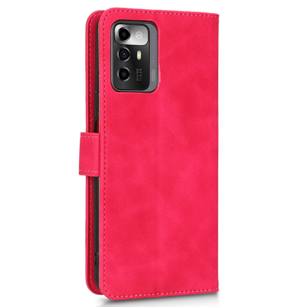 For ZTE Blade A72 5G Skin-touch Feeling PU Leather Flip Case Magnetic Closure Stand Shockproof TPU Inner Shell Wallet Cover with Strap