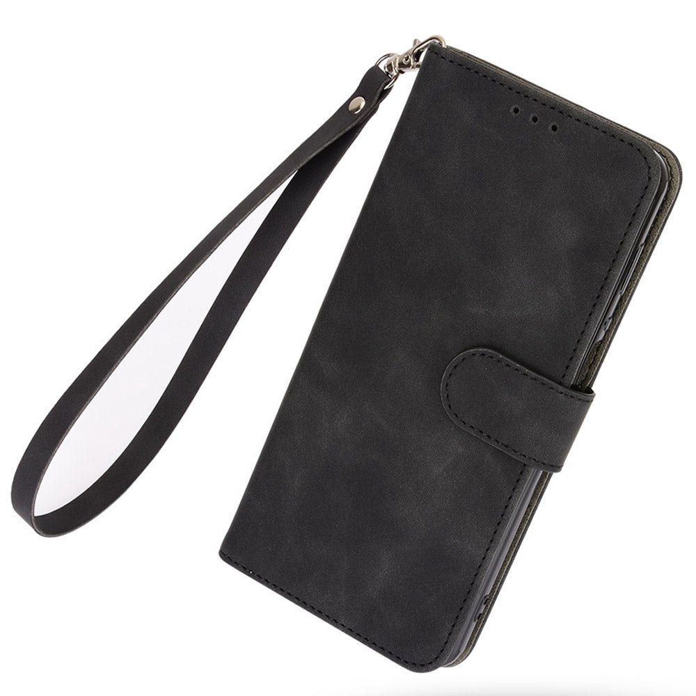 For ZTE Blade A72 5G Skin-touch Feeling PU Leather Flip Case Magnetic Closure Stand Shockproof TPU Inner Shell Wallet Cover with Strap