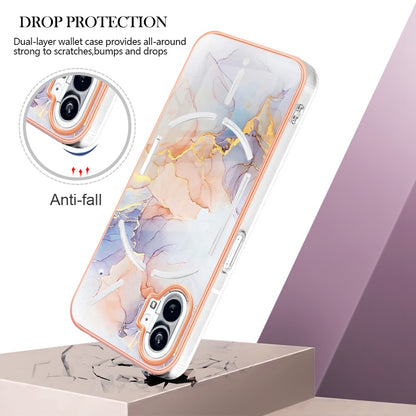 YB IMD Series-1 for Nothing phone (1) 5G Marble Floral Pattern IMD Phone Case Electroplating Frame Anti-drop TPU Cover