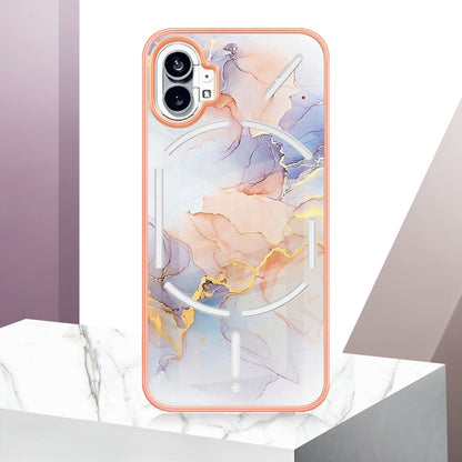 YB IMD Series-1 for Nothing phone (1) 5G Marble Floral Pattern IMD Phone Case Electroplating Frame Anti-drop TPU Cover