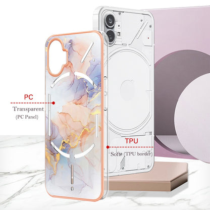 YB IMD Series-1 for Nothing phone (1) 5G Marble Floral Pattern IMD Phone Case Electroplating Frame Anti-drop TPU Cover