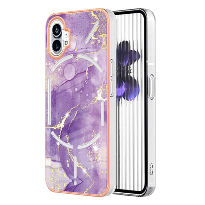 For Nothing phone (1) 5G YB IMD Series-2 IMD Marble Pattern Phone Case Anti-scratch Electroplating Frame TPU Cover