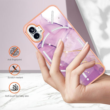 For Nothing phone (1) 5G YB IMD Series-2 IMD Marble Pattern Phone Case Anti-scratch Electroplating Frame TPU Cover