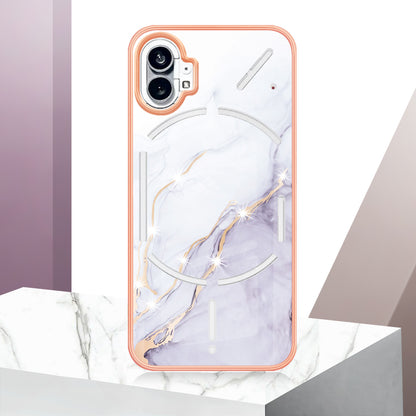 For Nothing phone (1) 5G YB IMD Series-2 IMD Marble Pattern Phone Case Anti-scratch Electroplating Frame TPU Cover