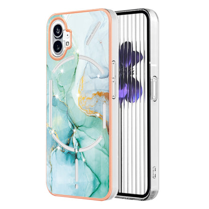 For Nothing phone (1) 5G YB IMD Series-2 IMD Marble Pattern Phone Case Anti-scratch Electroplating Frame TPU Cover