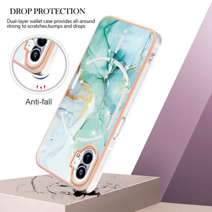 For Nothing phone (1) 5G YB IMD Series-2 IMD Marble Pattern Phone Case Anti-scratch Electroplating Frame TPU Cover