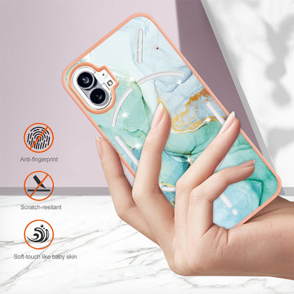 For Nothing phone (1) 5G YB IMD Series-2 IMD Marble Pattern Phone Case Anti-scratch Electroplating Frame TPU Cover