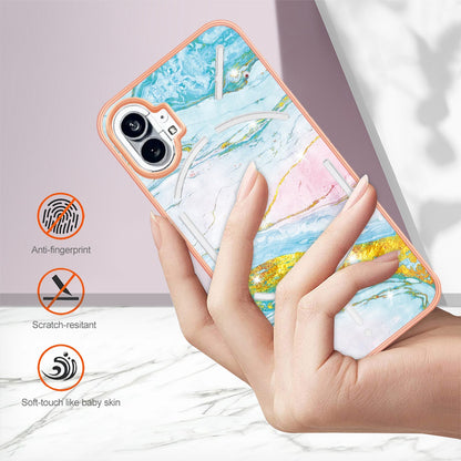 For Nothing phone (1) 5G YB IMD Series-2 IMD Marble Pattern Phone Case Anti-scratch Electroplating Frame TPU Cover