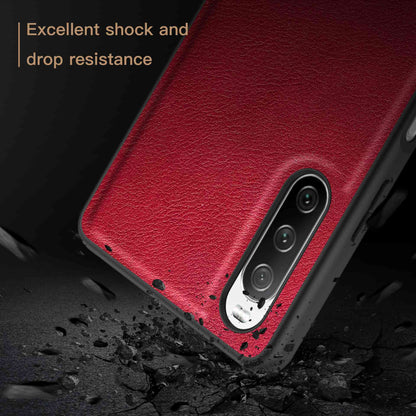 For Sony Xperia 10 III 5G / 10 III Lite Drop-proof Phone Case, Anti-fingerprint Retro PU Leather Coated TPU+PC Phone Cover