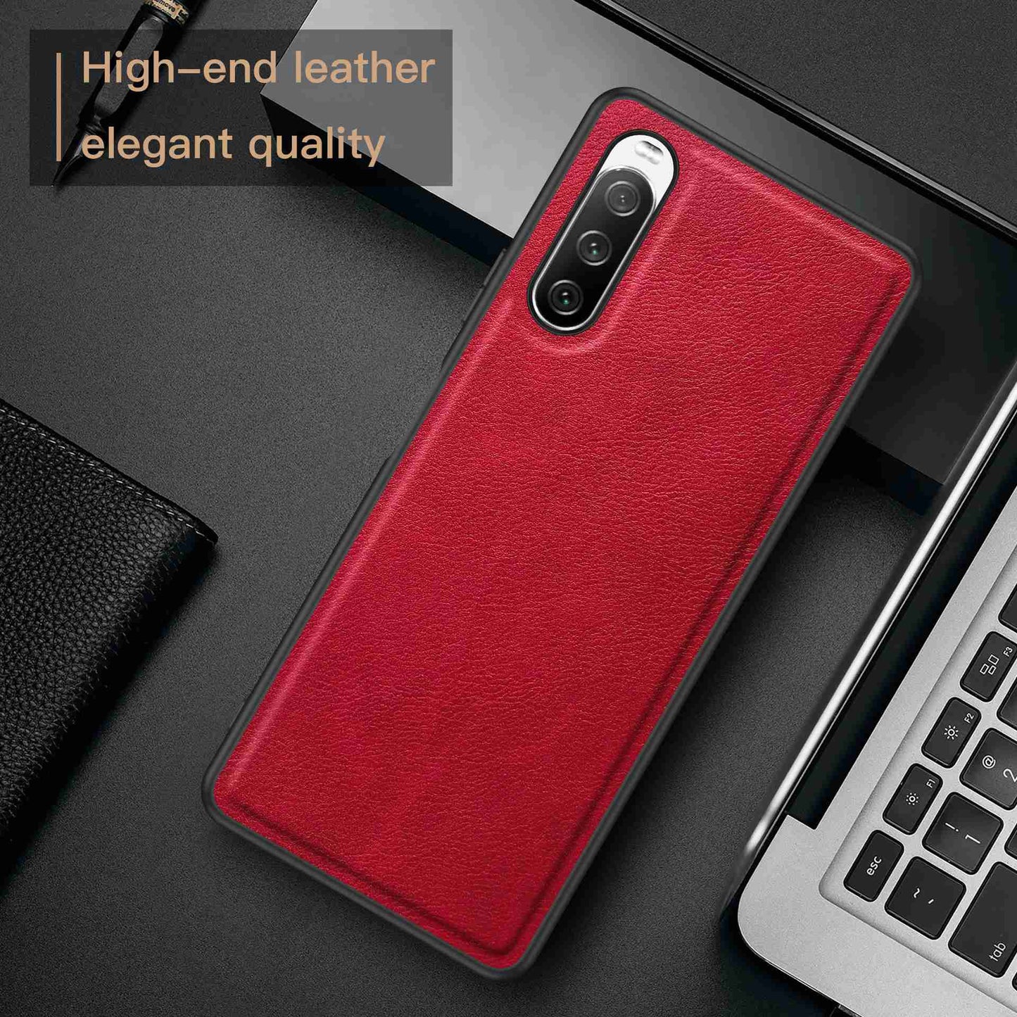 For Sony Xperia 10 III 5G / 10 III Lite Drop-proof Phone Case, Anti-fingerprint Retro PU Leather Coated TPU+PC Phone Cover