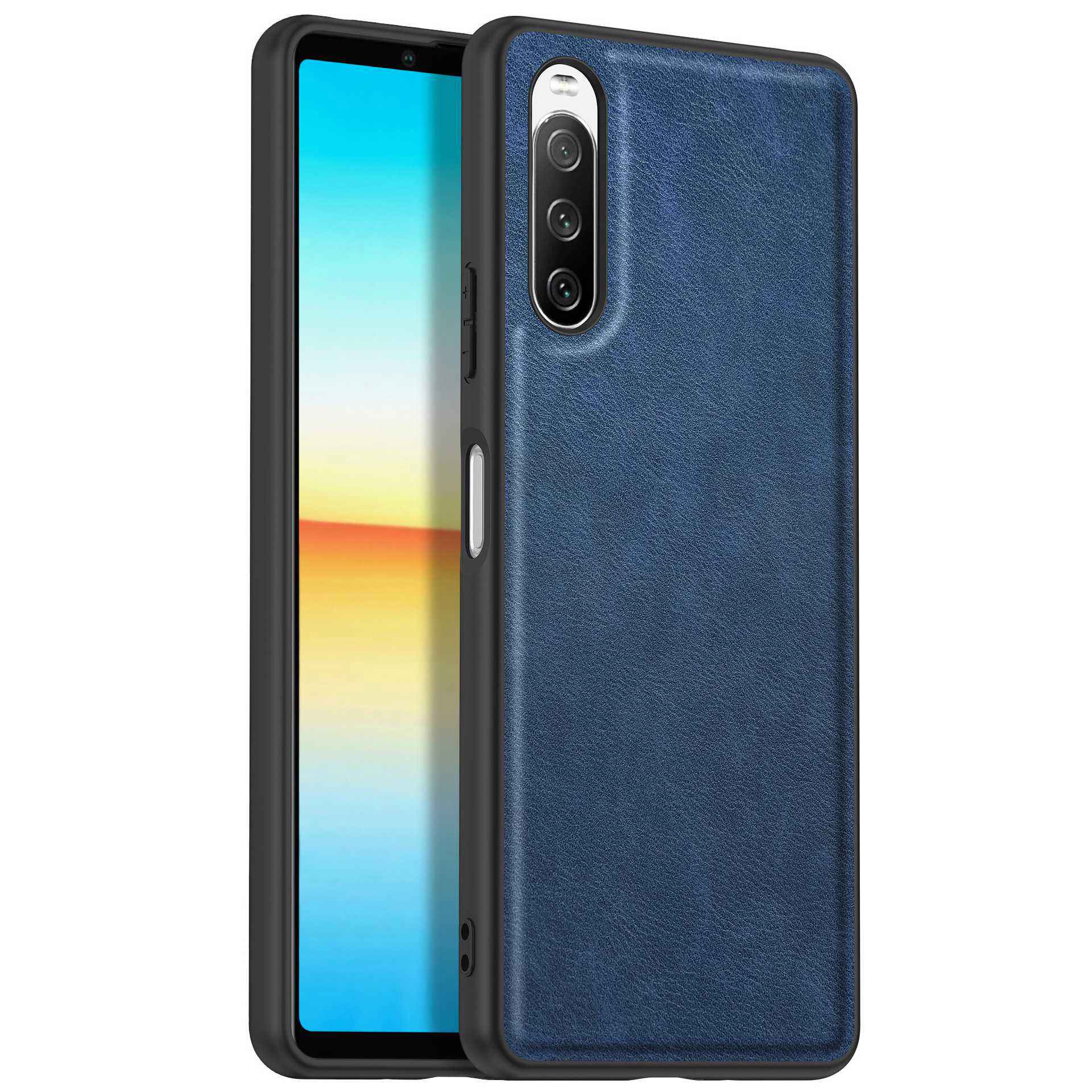 For Sony Xperia 10 III 5G / 10 III Lite Drop-proof Phone Case, Anti-fingerprint Retro PU Leather Coated TPU+PC Phone Cover