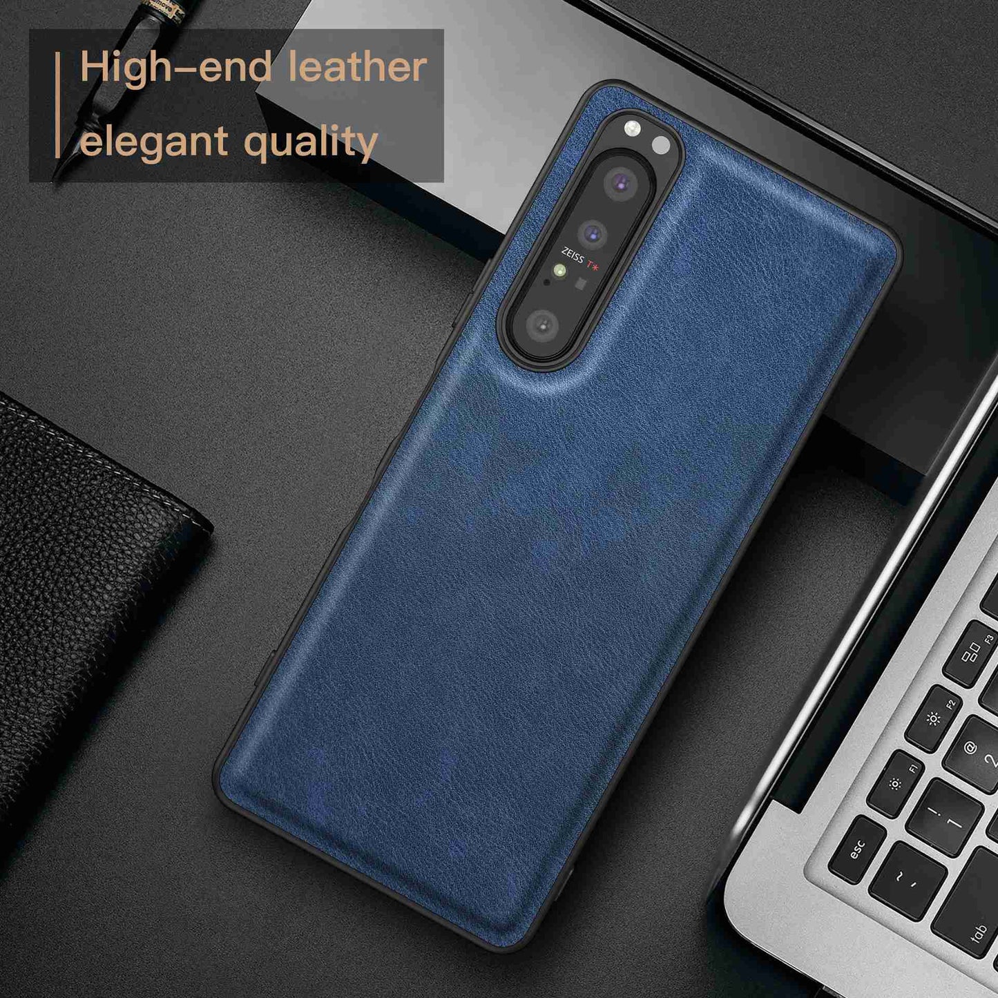 For Sony Xperia 1 IV 5G Bump Proof Back Protective Case, Retro PU Leather Coated TPU+PC Phone Cover