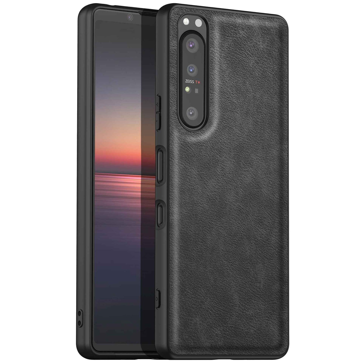 For Sony Xperia 1 IV 5G Bump Proof Back Protective Case, Retro PU Leather Coated TPU+PC Phone Cover