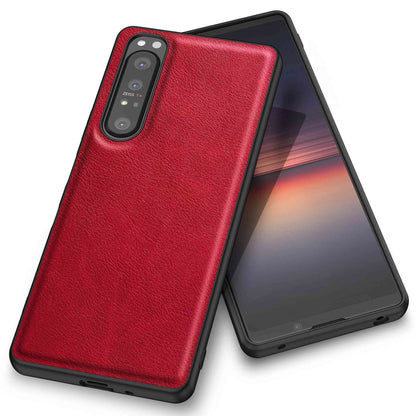 For Sony Xperia 1 IV 5G Bump Proof Back Protective Case, Retro PU Leather Coated TPU+PC Phone Cover