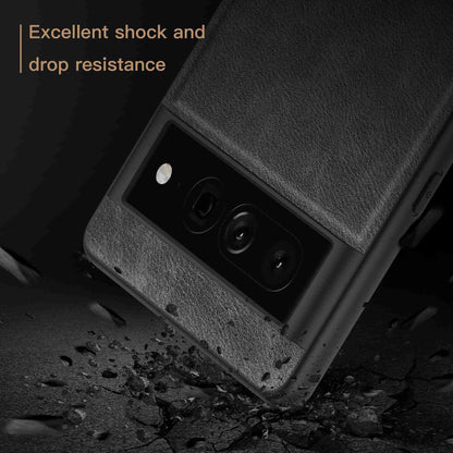 For Google Pixel 7 Pro Back Protective Case, Scratch Resistant Retro PU Leather Coated TPU+PC Phone Cover