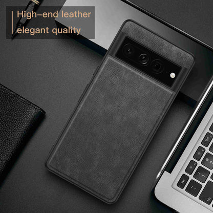 For Google Pixel 7 Pro Back Protective Case, Scratch Resistant Retro PU Leather Coated TPU+PC Phone Cover