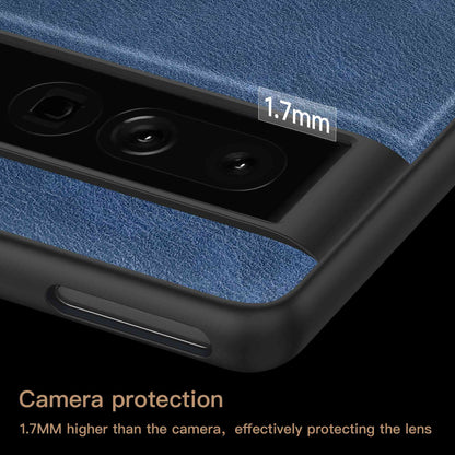 For Google Pixel 7 Pro Back Protective Case, Scratch Resistant Retro PU Leather Coated TPU+PC Phone Cover