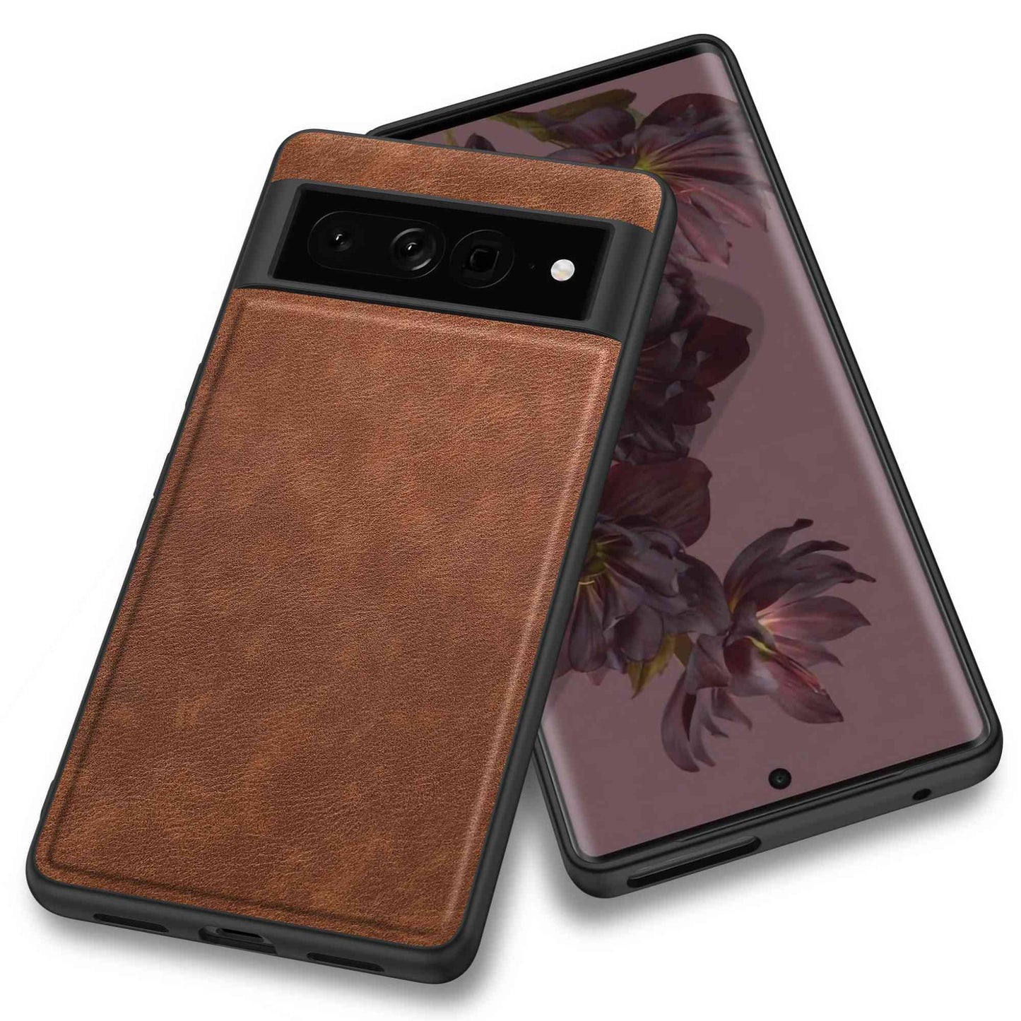 For Google Pixel 7 Pro Back Protective Case, Scratch Resistant Retro PU Leather Coated TPU+PC Phone Cover