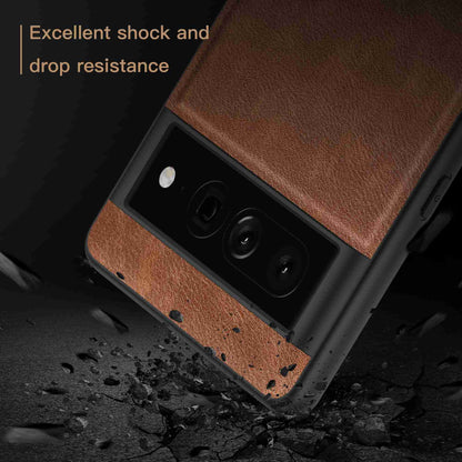 For Google Pixel 7 Pro Back Protective Case, Scratch Resistant Retro PU Leather Coated TPU+PC Phone Cover