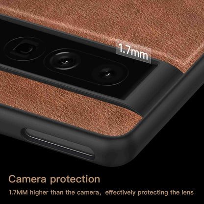 For Google Pixel 7 Pro Back Protective Case, Scratch Resistant Retro PU Leather Coated TPU+PC Phone Cover